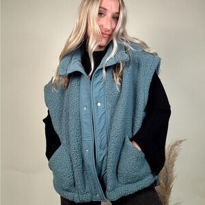 Women's Blue Sherpa Vest